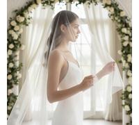 1 strato di velo da sposa semplice, velo da sposa che copre il viso, senza pettine, accessori da matrimonio 150 cm di lunghezza e 150 cm di larghezzaColore unicoTessuto in tulle