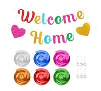 1 striscione "Welcome Home", 6 ciondoli a spirale colorati, "Welcome Home Pull Flag", striscione glitterata, "Welcome Home", decorazione per la casa, regalo per feste