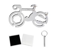 1 strumento di riparazione multifunzione a forma di bicicletta con 1 piccolo fischietto d'argento e 1 scatola di immagazzinaggio bianco. Strumento multifunzione 10 in 1.