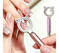1 strumento magnetico circolare per nail art con orecchie di gatto a doppia | Doppio smalto gel occhio di gatto robusto strumento magnetico con perline rotonde, effetto cat eye multifunzionale per nail