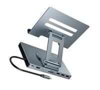 1 Supporto dock USB C rotante pieghevole PD100W Ricarica in lega alluminio Raffreddamento Gigabit Ethernet Base antiscivolo da 3, 5 mm Tipo C Docking station con supporto rotante
