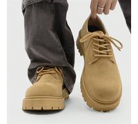 (1 Taglia in più) 1 Paio di scarpe Derby da uomo con texture opaca, scarpe casual da esterno leggere con punta larga, questo prodotto ha una vestibilità ampia, si consiglia di scegliere una taglia più