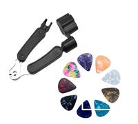 1 taglierina avvolgicorda per chitarra, avvolgicorda multifunzionale e tagliacorda per chitarra, con 4 plettri in celluloide (stile casuale)