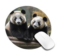1 tappetino per mouse rotondo da 20,3 cm con due grandi panda tappetino per mouse con base in gomma antiscivolo tappetini per mouse personalizzati per mouse wireless laptop accessori da scrivania da