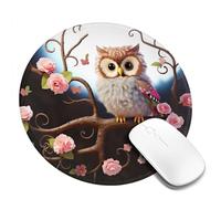 1 tappetino per mouse rotondo da 20,3 cm con simpatico gufo albero fiori e scoiattolo tappetino per mouse con base in gomma antiscivolo tappetini per mouse personalizzati per mouse wireless laptop