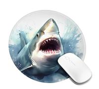 1 tappetino per mouse rotondo da 20,3 cm con squalo nel mare tappetino per mouse con base in gomma antiscivolo tappetini per mouse personalizzati per mouse wireless laptop accessori da scrivania da
