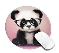 1 tappetino per mouse rotondo da 8 pollici Baby Panda con occhiali tappetino per mouse con base in gomma antiscivolo tappetini per mouse personalizzati per mouse wireless laptop accessori da scrivania
