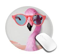 1 tappetino per mouse rotondo da 8 pollici Hello Glasses Flamingo tappetino per mouse con base in gomma antiscivolo tappetini per mouse personalizzati per mouse wireless laptop accessori da scrivania