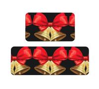 1 tappeto da cucina antiscivolo, motivo campane natalizie, set da 2, per casa, ufficio, lavanderia