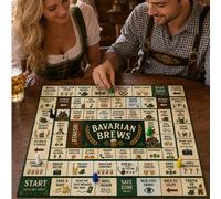 1 Tappeto da gioco da bere per festival della birra, in poliestere verde e beige, portatile, con griglie di sfide divertenti, adatto per giochi di squadra per adulti, serate al bar, feste della birra 