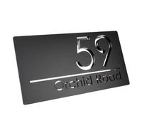 1 Targa for Porta Con Numero Civico Moderno Linea Orizzontale Centrata, Indirizzo Di Casa, Regalo Inaugurazione Della(Style 2,360cm x 175cm)