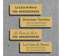 1 Targhetta CIN personalizzata per alloggio turistico - metallo/resistente (Alluminio Oro, 100x30mm)