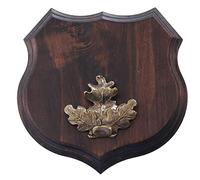 1 targhetta con stemma di cinghiale selvatico, forma di stemma, AF 19 cm, con copertina in rovere massiccio + grande