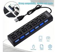1 tasto di controllo desktop! | Hub USB alimentato da 7/4 porte | Interruttori indipendenti e adattatore di alimentazione | Stazione di ricarica USB multi-porta 5V 1A per laptop, desktop e accessori p