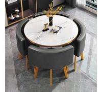 1 Tavolo E 4 Sedie Tavolo Salvaspazio Moderno set di Tabella da Pranzo for 4 Persone, for Soggiorno e Cucina con Tabella da Conferenza da Ufficio(Light black)