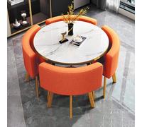 1 Tavolo E 4 Sedie Tavolo Salvaspazio Moderno set di Tabella da Pranzo for 4 Persone, for Soggiorno e Cucina con Tabella da Conferenza da Ufficio(Cloth orange)