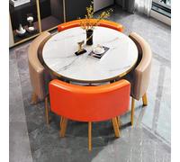 1 Tavolo E 4 Sedie Tavolo Salvaspazio Moderno set di Tabella da Pranzo for 4 Persone, for Soggiorno e Cucina con Tabella da Conferenza da Ufficio(Orange brown)