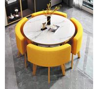 1 Tavolo E 4 Sedie Tavolo Salvaspazio Moderno set di Tabella da Pranzo for 4 Persone, for Soggiorno e Cucina con Tabella da Conferenza da Ufficio(Cloth yellow)