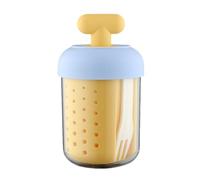 1 tazza di frutta con coperchio, 1 pezzo di plastica in silicone per frutta adatta per la conservazione. Questi contenitori consentono un trasporto senza problemi (giallo)