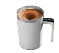 1 tazza per agitare il tè pigro, tazza automatica per agitare il tè pigro, in acciaio inossidabile per uso alimentare, per gli appassionati di caffè, design facile da pulire, capacità 400 ml (bianco)