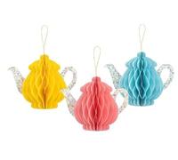 1 TEIERA in carta nido d'ape assortito con stampa floreale della maniglia e beccuccio altezza 20 Cm - addobbo casa Pasqua, primavera (ROSA)