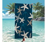 1 telo mare extra large ad asciugatura rapida - morbido e assorbente in microfibra con stampa di stelle marine e cavallucci marini, design costiero blu, adatto per spiaggia, piscina, sport e fitness, 