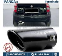 1 TERMINALE di Scarico OVALE per FIAT PANDA 169 in Acciaio Inox NERO Plug & Play