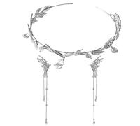 1 tiara nuziale con 1 paio di orecchini a farfalla, in cristallo, con foglie di strass, tiara di carnevale, per donne, accessori per gioielli alla moda, corone da sposa