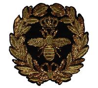 1 toppa a forma di ghirlanda in oro con paillettes, con ape, ricamo, applicazione per vestiti, da cucire sull’abito