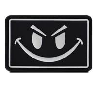 1 toppa sorridente luce notturna in gomma PVC con gancio, 3D cattivo smile sorridente viso morale tattico ricamato divertente distintivo notte luci per zaini abbigliamento motociclista