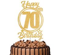 1 topper per torta con scritta "Happy 70th Birthday", con glitter dorati, decorazione "Cheers to 70 Years" | 70 e favolosa decorazione per torte per donne e uomini, per feste di compleanno o