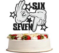 1 topper per torta di compleanno 7° compleanno divertente glitter Six Seven decorazione per torta Ich war 6 jetzt bin ich 7 Cake Deko for Prost auf 7 anni Compleanno Party Cake Decorazioni Decorazioni
