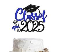 1 topper per torta di laurea blu glitterato classe del 2025, decorazioni di laurea VARACL 2025 High School College Senior Grad Cap Diploma Cake Picks Grad Party Decorazioni per torte Forniture