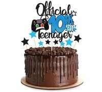 1 topper per torta per 10° compleanno per ragazzi, glitterato, ufficiale per adolescenti, decorazioni per torte per ragazzi, decorazioni perfette per torte per bambini a tema dieci anni (10)