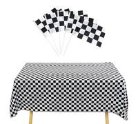 1 Tovaglia A Quadretti Bianchi E Neri, 5 Bandiere Sventolate A Mano A Quadretti Bianchi E Neri, Tovaglia Per Tavolo Da Pranzo, Tovaglia Decorazione Tea Party, Tovaglia Per Allestimento Evento