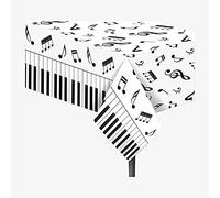 1 tovaglia in plastica con note musicali a pianoforte, 137 x 210 cm, colore bianco e nero, con note musicali letterarie, matrimoni, baby shower, feste, vacanze, cene, picnic o tovaglia per cucina e