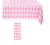 1 tovaglia rettangolare in PVC a scacchi rosa, 137 x 274 cm, per feste, lavabile con un panno, resistente alle macchie, impermeabile, a prova di olio, per cene e feste