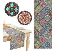 1 Tovaglia Stampata, 2 Sottobicchieri, Runner Da Tavolo In Stile Bohémien, Tovaglia A Colori Geometrici, Runner Da Tavolo Per Matrimoni, Decorazione Tovaglia Lunga, Tovaglia Piccola Retrò