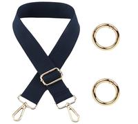 1 tracolla solida blu scuro e 2 anelli in metallo dorato da 19 mm, tracolla regolabile, tracolla semplice ed elegante, accessori per borse a tracolla e borse a tracolla