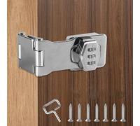 1 trappola chiudibile a chiave di sicurezza, 90/180 gradi, con password, serratura a combinazione a 3 cifre con vite per porte piccole, porta del fienile, bagno, giardino, argento