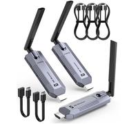 1 Trasmettitore e 2 Ricevitore HDMI Wireless, HD 1080P Dongle HDMI Wireless Extender, Portata 30M, Doppia Banda 2,4/5G Streaming Video/Audio/File da Laptop, PC, TV Box a Monitor/HDTV/Proiettore