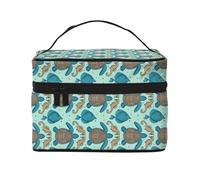 1 trousse con tartarughe e cavallucci marini (1), graziosa borsa per cosmetici da donna, borsa da toilette, grande borsa organizer da viaggio per il trucco