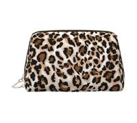 1 trousse da viaggio con stampa leopardata, con scomparti, borsa da toilette portatile per donne, Oro, One Size