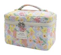 1 trousse grande per trucchi, graziosa borsa per cosmetici per donne e ragazze, beauty case estetico a forma di civetta floreale, borsa organizer da viaggio (fiore grande), Fiore grande, Farfalla