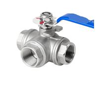 1 valvola a sfera a tre vie in acciaio inossidabile 304 con interruttore a fibbia L/T, una entrata e due uscite, interruttore della valvola del filo interno 6/4 minuti(DN50,L-TYPE_304)