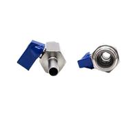 1 valvola a sfera da 1/8" 1/4" 3/8" 1/2" in acciaio inossidabile 304, filettatura femmina, adattatore maschio, portagomma da 8/10/12 mm, valvole a sfera a 2 vie(3/8",8 mm)