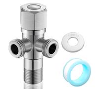 1 valvola angolare 1/2 pollici, valvola angolare in acciaio inox 304 con 2 uscite, attacco acqua, valvola ad angolo, valvola dell'acqua in acciaio inox, doppia valvola per filettatura a parete 1/2