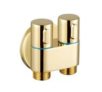 1 valvola triangolare in ottone dorato zirconio for bagno, doppia maniglia, doppio controllo, un ingresso e due uscite, valvola di arresto ad apertura rapida G1/2'