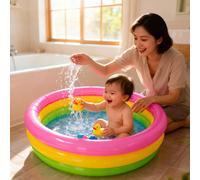 1 Vasca da bagno gonfiabile per bambini, piscina domestica, vasca da bagno per parco acquatico, piscina per bambini in plastica rinforzata 90#Tre Anelli-Arcobaleno,60#Tre Anelli-Arcobaleno,60# Due Ane