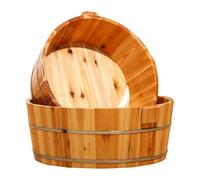 1 vasca idromassaggio in legno per piedi in ammollo, vasca per piedi in legno massello per alleviare l'affaticamento e rilassarsi, secchio per massaggio ai piedi per trattamenti spa a casa (39 x 16